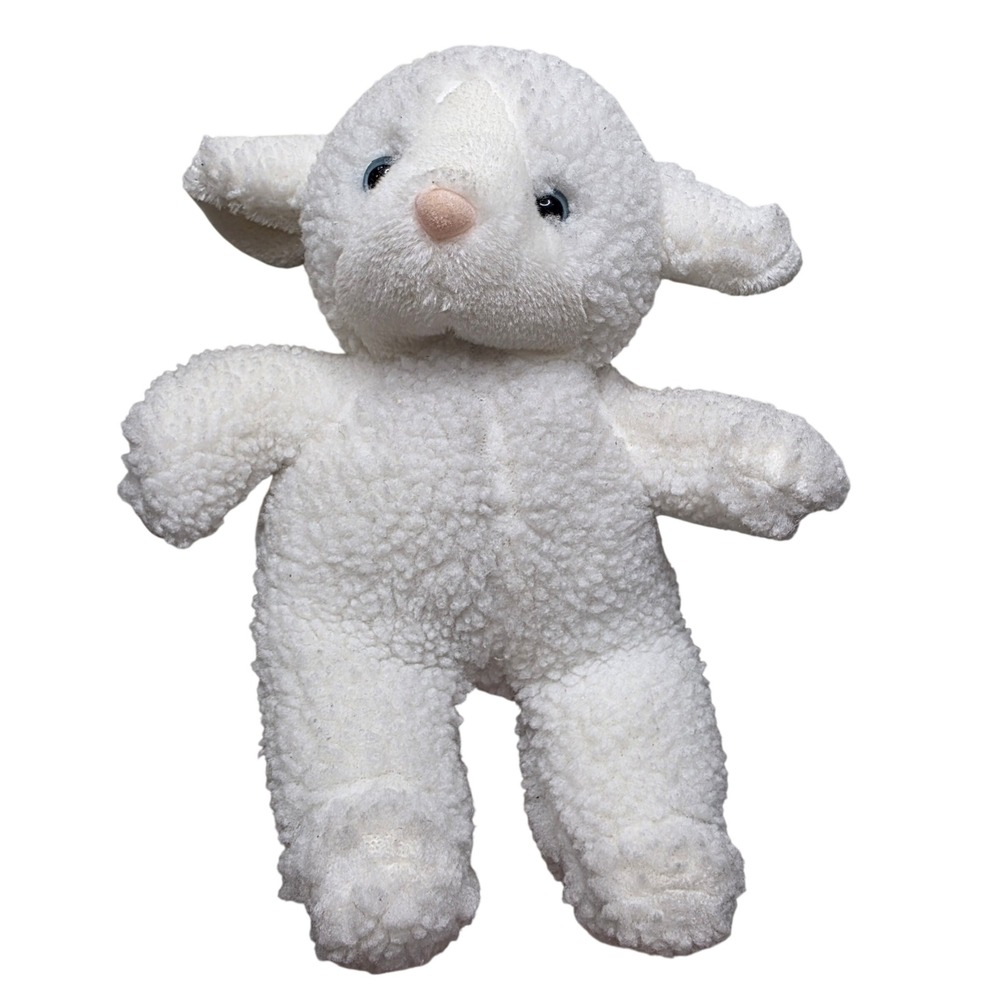 Vintage Jerry Elsner White Lamb Wind Up Musical Plush Toy Blue Eyes Sherpa Mary